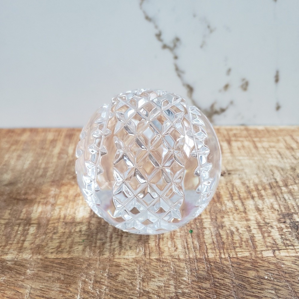 Waterford Crystal Baseball Figurine Cut Glass Paperweights Ball Sphere Ireland